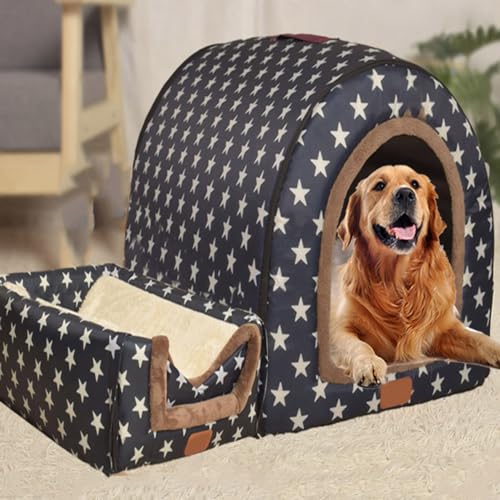 Rr tianshi Extra großes 2-in-1-Hundehüttenbett, Jumbo-XL-Haustierbett, Zelt, Angstlinderung, beruhigende Hundehütte, Katzenhöhle, Iglu, Winter, warmes Haustiernest (XXL-92 x 68 x 72 cm, H) von Rr tianshi