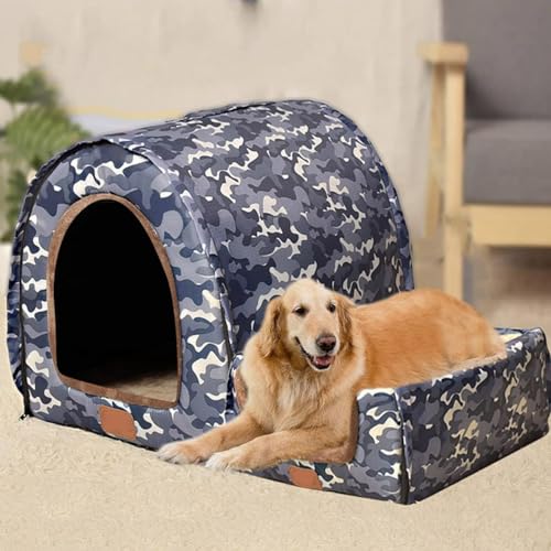 Extra großes 2-in-1 Jumbo-Hundehütte, XL, Hundebett, Zelt, Angstlinderung, beruhigend, XXL Hundehütte, Katzenhöhle, Iglu, Winter, warm, Haustiernest (XL-75 x 57 x 55 cm, F) von Rr tianshi