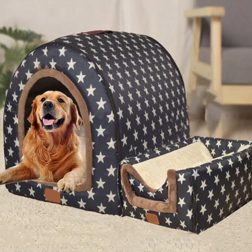 Extra großes Hundehausbett, XXL, Jumbo-Hundebett, Zelt, XL, Angstlinderung, beruhigend, Hundehütte, Katzenhöhle, Iglu, Winter, warmes Haustiernest (L-60 x 48 x 43 cm, I) von Rr tianshi