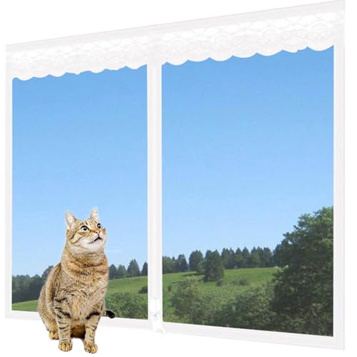 Rr tianshi Balkonnetze, Schutz für Katzenfenster, Fensterschutz für Katzen, Sicherheitsnetz, kratzfester Fensterschutz, Fliegengitter, Moskitonetz (100 x 120 cm, Weiß) von Rr tianshi