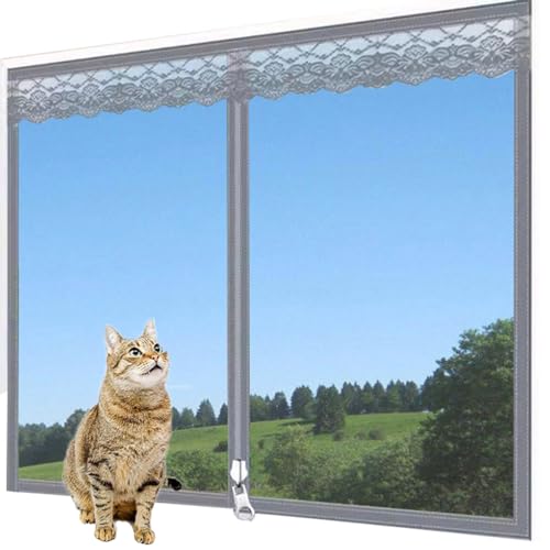 Rr tianshi Balkonnetze, Schutz für Katzenfenster, Fensterschutz für Katzen, Sicherheitsnetz, kratzfester Fensterschutz, Fliegengitter, Moskitonetz (180 x 150 cm, Grau) von Rr tianshi