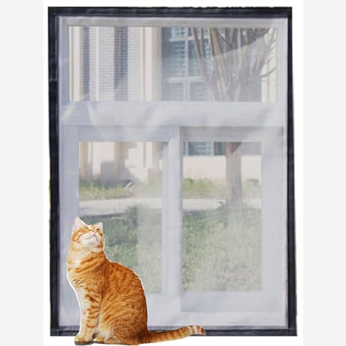 Rr tianshi Balkonnetze, langlebig, Katzenfensterschutz, Fenster-Netzschutz für Katzen, kratzfester Fensterschutz, Fliegengitter, Moskitonetz (150 x 150 cm, Schwarz + Grau) von Rr tianshi