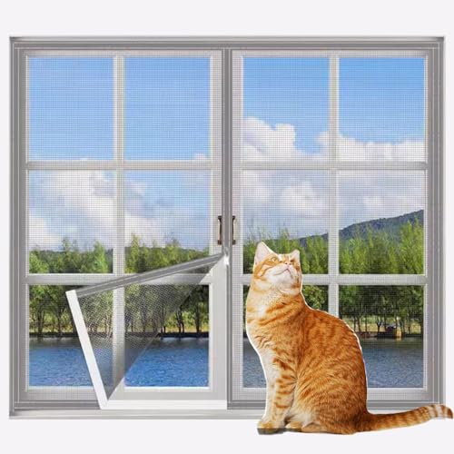 Rr tianshi Balkonnetze mit Reißverschluss, Katzenfenster, Fensterschutz für Katzen, Sicherheitsnetz, kratzfester Fensterschutz, Fliegengitter, Moskitonetz (100 x 100 cm, Grau + Grau) von Rr tianshi