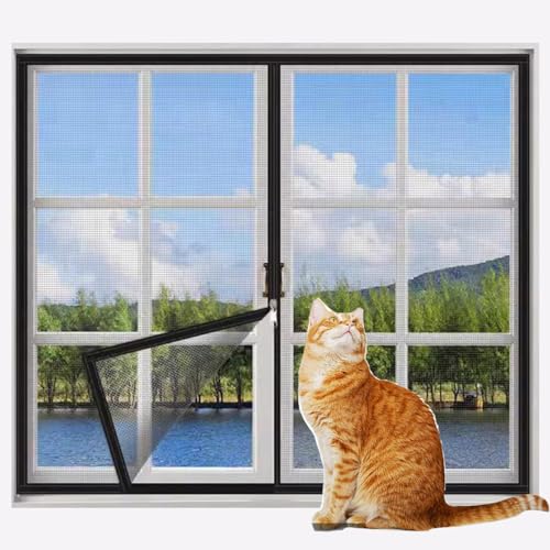 Rr tianshi Balkonnetze mit Reißverschluss, Katzenfenster, Fensterschutz für Katzen, Sicherheitsnetz, kratzfester Fensterschutz, Fliegengitter, Moskitonetz (60 x 100 cm, Schwarz + Weiß) von Rr tianshi