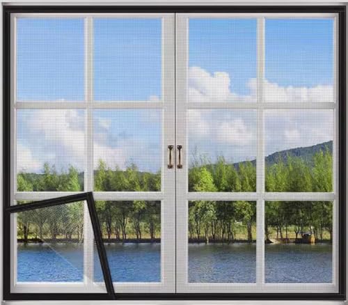 Rr tianshi Katzen-Fensterschutz, Balkonnetz, Fenster-Netzschutz für Katzen, kratzfester Fensterschutz, Fliegengitter, Moskitonetz (120 x 150 cm, Schwarz + Grau) von Rr tianshi