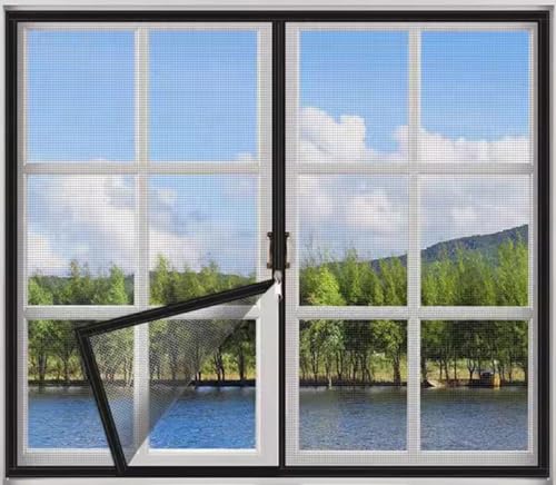 Rr tianshi Katzen-Fensterschutz, Reißverschluss, Balkonnetz, Fenster-Netzschutz für Katzen, kratzfester Fensterschutz, Fliegengitter, Moskitonetz (60 x 120 cm, schwarz + grau) von Rr tianshi