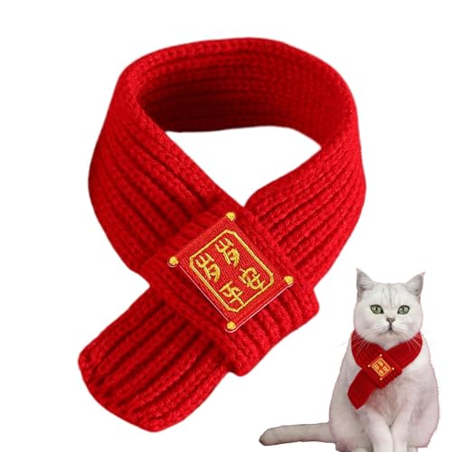 Rrlihjgu 2er-Pack Weihnachtsschal Für Katzen Und Hunde, Gestrickter Weihnachts-Haustierschal, Warmes Haustierhalskostüm Mit Tiermotiven, Schlangenjahresschal Für Katzenkostümzubehör 45 X 4,5 cm von Rrlihjgu