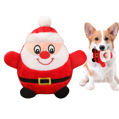 Rrlihjgu Gefülltes Kauspielzeug für Hunde, quietschendes Hundespielzeug, Gefüllte weihnachtliche Hundeplüschtiere, Plapperndes, weihnachtliches Kuschelspielzeug zum Zahnen von Welpen, von Rrlihjgu