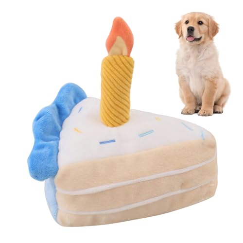 Rrlihjgu Hundespielzeug-Quietschkuchen,Plüsch-Quietschkuchen für Hunde - Squeeze Chew Plüsch-Geburtstagskuchen-Hundespielzeug - Drinnen gelangweilter Hund zieht und beißt realistische Geburtstagstorte von Rrlihjgu