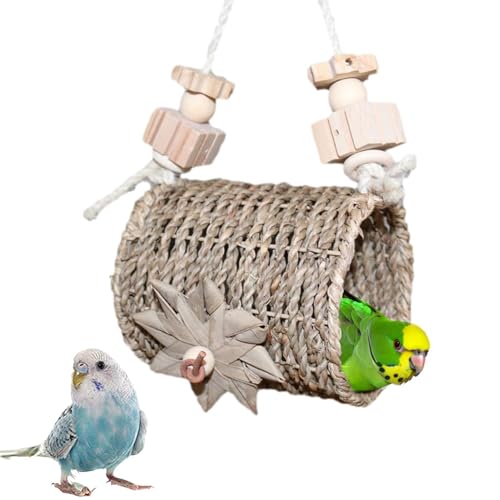 Rrlihjgu Papageiennest, Vogelnest für Käfig - Rattan Vogelbett,Sichtweite Hütte, atmungsaktive Höhle, kleines Tierhaus für Sittich Conures Cockatiel Lovebird von Rrlihjgu