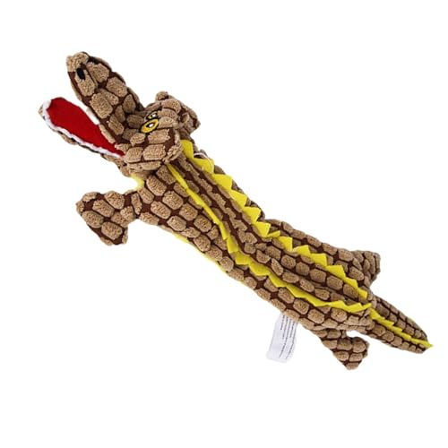 Rrlihjgu Quietschendes Plüschspielzeug für Hunde,Quietschendes Plüschspielzeug für Haustiere - Unzerstörbarer robuster Krokodil-Quietschplüsch | Weiches, interaktives, quietschendes Krokodil für von Rrlihjgu
