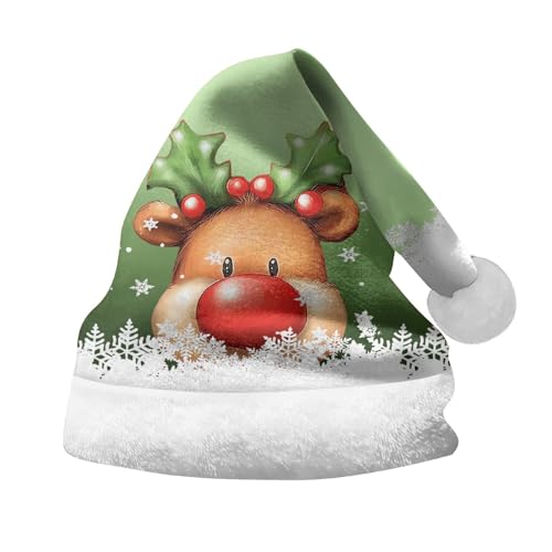 Rrongwn Weihnachtsmütze Hund Rentier Weihnachtsmütze Dicker Weihnachtsmann Santa Nikolaus Mütze Festliche Nikolaus Kostüm Weihnachten Classic Hat Weihnachtsgeweih Plüschmütze von Rrongwn