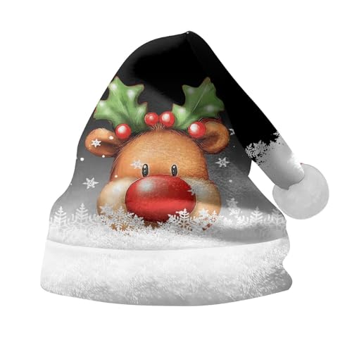 Rrongwn Weihnachtsmütze Hund Rentier Weihnachtsmütze Dicker Weihnachtsmann Santa Nikolaus Mütze Festliche Nikolaus Kostüm Weihnachten Classic Hat Weihnachtsgeweih Plüschmütze von Rrongwn