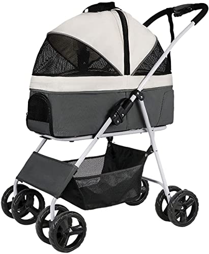 Hunde-Kinderwagen, Premium-Haustier-Kinderwagen für mittelgroße und kleine Hunde, Faltbarer 4-Rad-Katzen-Kinderwagen, atmungsaktiver Autositz von RsFiL