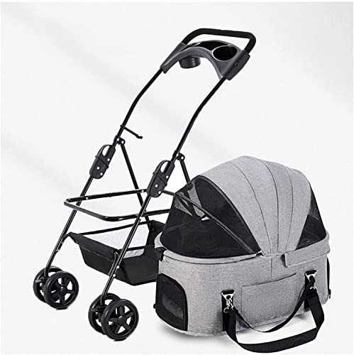 Hundekinderwagen, Kinderwagen, Katzenkinderwagen, faltbar, 4 Räder, Haustier-Kinderwagen, Getränkehalter, Leichter Träger, atmungsaktiv von RsFiL