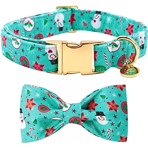 1 Set Weihnachtshalsband mit Fliege Schneemann Weihnachtsblume Hundehalsband für große, mittelgroße und kleine Hunde (Farbe: C, Größe: XS) (A X) von Rsmmpqa