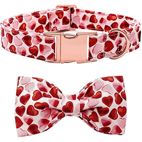 Valentine Hundehalsband mit Fliege, verstellbares Hundehalsband für große, mittelgroße und kleine Hunde (Größe M: X) von Rsmmpqa