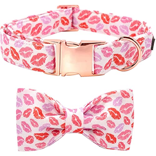 Valentine Red Lips Hundehalsband mit Fliege für große, mittelgroße und kleine Hunde (Größe XL: von Rsmmpqa