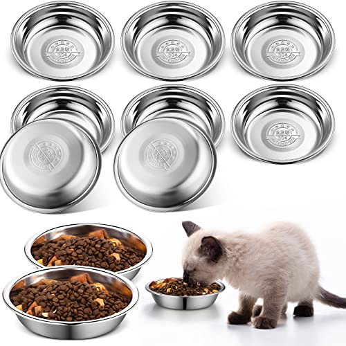 10 Stück flache Katzenfutternäpfe 16,3 cm Ersatz Edelstahl Katzennäpfe Schnurrhaare Müdigkeit Linderung Katzennäpfe für erhöhten Ständer Metall Katzenschalen Basic Schalen für Katze Spülmaschinenfest von Rtteri