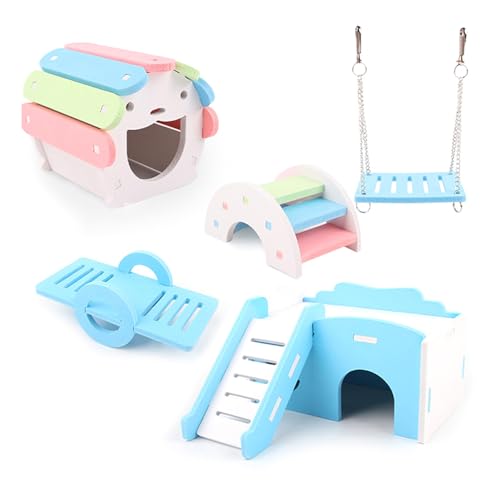 5pcs Hamster Toy Set Entertainment Toy With Ladder House Wippe Swing Toy Parrots Climbing Toy Small Animal Funny von Ruarby