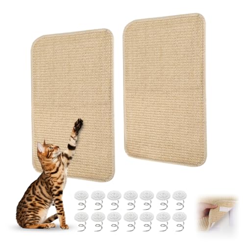 Rubessia 2 Stück Kratzmatte Katze, Katzenkratzbretter Sisal, Kratzbretter Katzen Widerstandsfähig, Kratzpads für Katzen, Katze Kratzschutz, Katzenkratzmatte, für Sofa Möbel Tür Kratzschutz Tapis von Rubessia