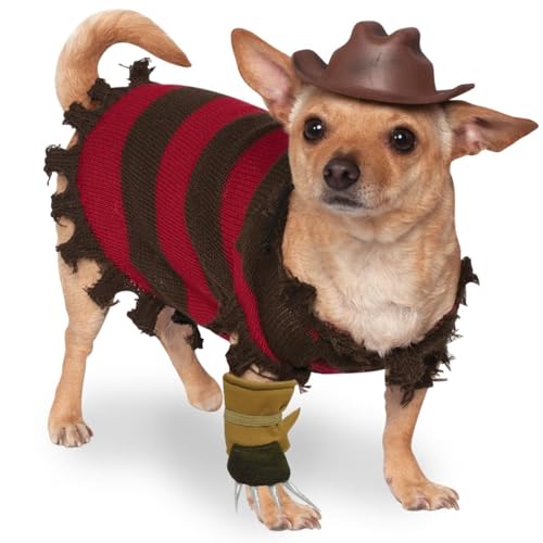 Rubie's Offizielles Haustierkostüm Freddy Krueger, Nightmare – Mörderische Träume, für Hunde, Größe XL Halloween von Rubie's