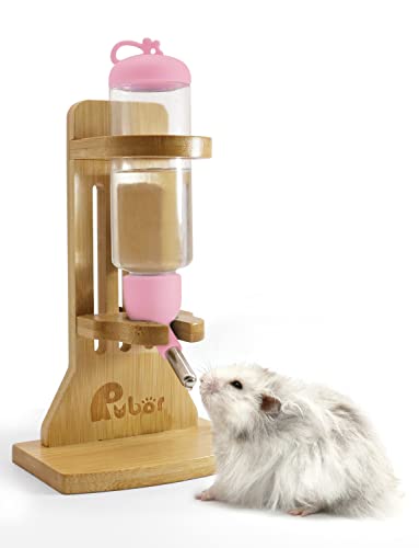 Rubor Hamster-Wasserflasche mit Ständer, Kleintier-Wasserflaschenhalter mit 125 ml hängendem Wasserspender, automatischer Spender für syrische Kaninchen, Degus, kleine Haustier-Nagetiere (Rosa) von Rubor