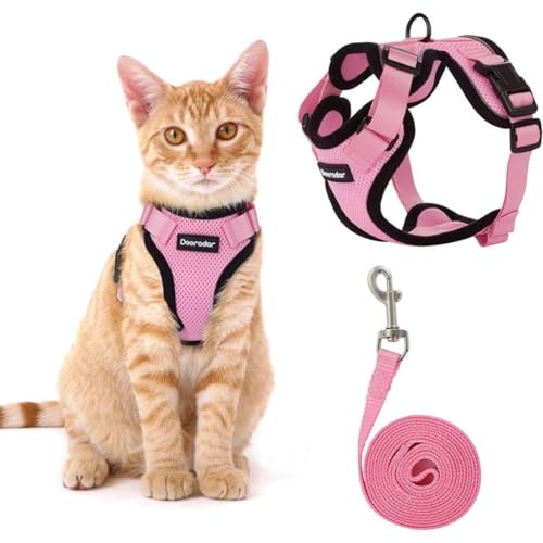 1PCS Katzengeschirr mit Leine Softgeschirr für Katze Brustgeschirr Cat Harness Katzengarnitur ausbruchsicher verstellbar Katzenweste (Gelb, XS) von Rubu22a