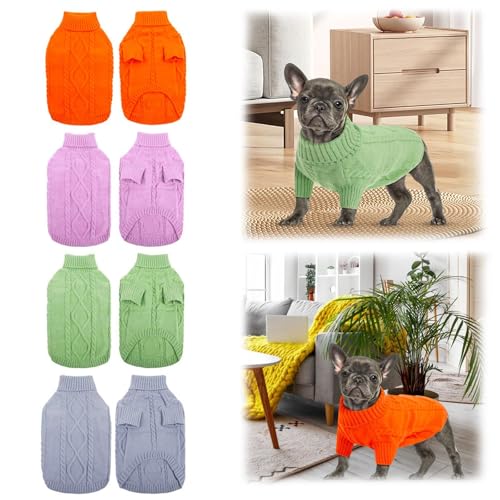 Hundepullover Weste Warmer Mantel Haustier weiche Strickwolle Winter Pullover gestrickt Häkeln Mantel Kleidung für kleine mittlere Hunde (Orange, L) von Rubu22a