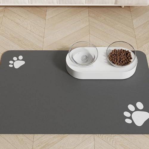 Napfunterlage Silikon, rutschfeste Hundenapf Matte für Hundenapf Katzennapf Futtermatte Hunde Katzen Matte (Grau, 40 * 60 cm) von Rubu22a