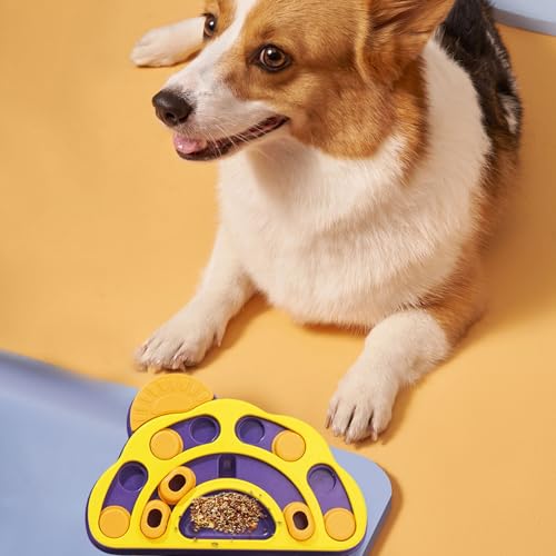 Rubu22a Dispenser Spielzeug Hundespielzeug Intelligenz Dog Activity Strategiespiel Anspruchsvolles Intelligenzspielzeug Interaktives Leckerli-Denkspielzeug für Hunde zur Beschäftigung (Gelb) von Rubu22a