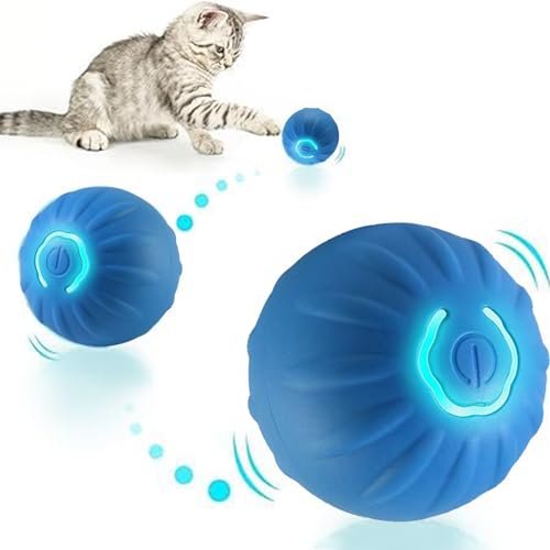 Rubu22a Elektrisch Katzenball mit LED Licht Automatischer 360-Grad-Rollbal Interaktives Katzenspielzeug mit USB Wiederaufladbarer Interaktiver Katzenspielzeug für Katzen (C) von Rubu22a