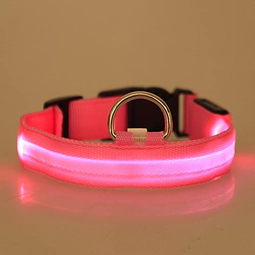 Rubu22a leuchthalsband Hund hundehalsband Leuchtend Hunde leuchthalsband Hund led Halsband für Hunde hundeleuchthalsbänder leuchthalsband leuchtband Hund (B2-Pink, M) von Rubu22a