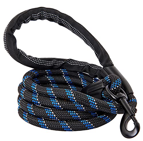 Starke Hundeleine, reflektierendes Seil, kau-resistentes Paracord für mittlere und große Hunde, haltbare Metallschließe, Befestigung am Haustierhalsband (1 Packung) (1.5m, Schwarz & Blau) von Rucal Pets