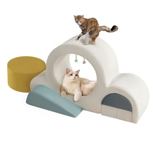 6-teiliges Katzenwand-Seitenmöbelset mit Klettertreppe und Regalen, Katzenhaus Sitzstangen für drinnen zum Spielen und Ausruhen der Katze,Katzenspielzeug von Rucener