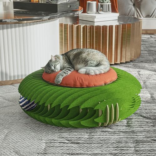 Rucener Aesthetic Modern 3D Filz Katzen und Kleine Hunde Erhöht Bett, Avocado - Inspiriert, Hochwertig mit Hundekissen für Wohnung Deko von Rucener