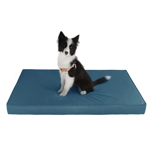 Rucener Hundebett aus Memory Foam – Orthopädisches Hundebett für kleine, mittelgroße und große Hunde, 2-lagiges Eierkarton-Schaumstoff-Hundebett mit abnehmbarem, waschbarem Bezug (Blau, L) von Rucener