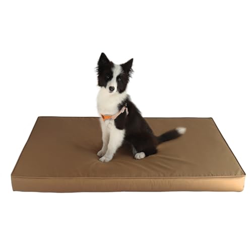 Rucener Hundebett aus Memory Foam – Orthopädisches Hundebett für kleine, mittelgroße und große Hunde, 2-lagiges Eierkarton-Schaumstoff-Hundebett mit abnehmbarem, waschbarem Bezug (Braun, L) von Rucener