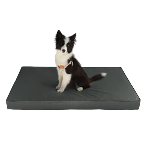 Rucener Hundebett aus Memory Foam – Orthopädisches Hundebett für kleine, mittelgroße und große Hunde, 2-lagiges Eierkarton-Schaumstoff-Hundebett mit abnehmbarem, waschbarem Bezug (Grau, L) von Rucener