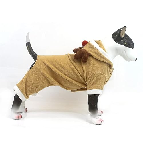 Hunde-Kostüm, niedlicher Elch, Cosplay, Halloween, Weihnachten, lustige Hundekleidung für kleine, mittelgroße Hunde (beigefarbener Elch, groß) von RuchundeBu