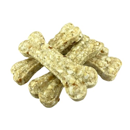 Hunde Snack in Kauknochen Form mit Gemüse: Kausnack mit Reis, exotische Früchte und proteinreiche Rinderhaut - Hunde Leckerli naturbelassen ohne Zusätze, Getreidefrei - Natürliche Belohnung - 5X 35g von Rudeltier