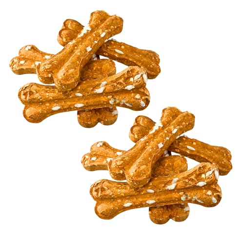 Hunde Snack in Kauknochen Form mit Gemüse: Kausnack mit Süßkartoffel, Reis und proteinreiche Rinderhaut - Hunde Leckerli naturbelassen ohne Zusätze, Getreidefrei - Natürliche Belohnung - 10x 35g von Rudeltier