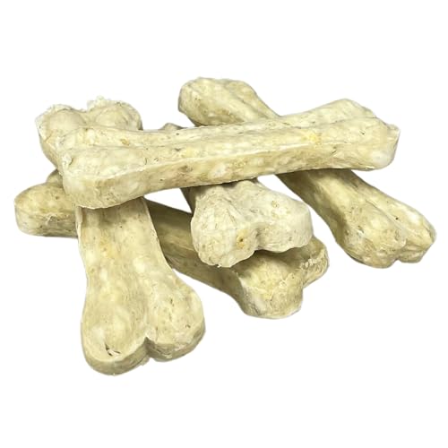 Hunde Snack in Kauknochen Form mit Gemüse: Kausnack mit proteinreicher Rinderhaut und stärkereichem Reis - Hunde Leckerli naturbelassen ohne Zusätze, Getreidefrei - Natürliche Belohnung - 5X 35g von Rudeltier