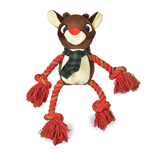 Rudolph The Red Nose Rentier Rope Limb Hundespielzeug, 30,5 cm | Großes Hundespielzeug Plüsch Hundespielzeug Quietschendes Hundespielzeug Seil Hundespielzeug | Lustiges Hund Plüsch Kauspielzeug von von Rudolph