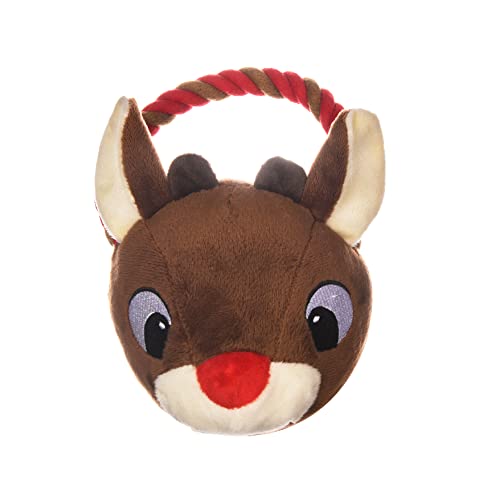 Rudolph The Red Nosed Reindeer Rope Head Hundespielzeug,Plüsch Hundespielzeug, Hund Kauspielzeug, Hund Zerrspielzeug,Tauziehen des Krieges Hundespielzeug, 7.5 Zoll von Rudolph