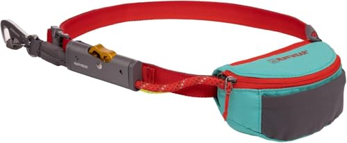 RUFFWEAR Hitch Hiker Dog Leash, Stowable Portable Strap Lead, Adjustable Hands-Free Waist Worn or Hand Held Long Tether, with Pouch Bag, Camping Hitch-Lock & Crux Clip Brake, Aurora Teal (One Size) von RUFFWEAR