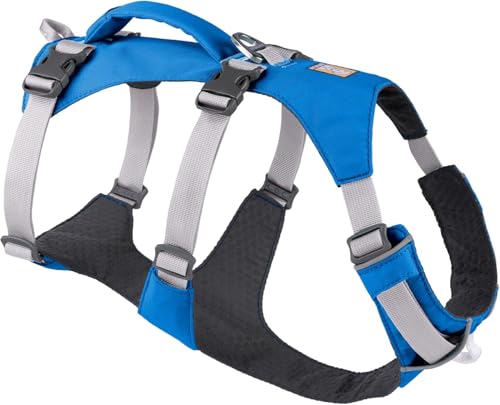 Ruffwear Flagline Hundegeschirr mit Griff, Lleichtes, Verstellbares Gehgeschirr, 3 Leinenbefestigungspunkte, verstärktes Gurtband und starker V-Ring aus Metall, Blue Dusk (Medium, 69-81cm) von RUFFWEAR