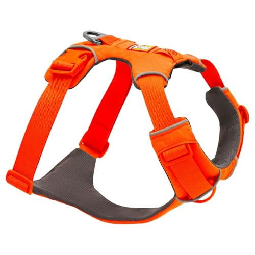 RUFFWEAR Front Range Harness, Reflective Y Medium Dog Harness, Adjustable Comfortable Padded Everyday Dog Walking, No Pull Pet Harnesses, 2 Lead Attachments & V Ring, Size Medium, Blaze Orange von Ruffwear