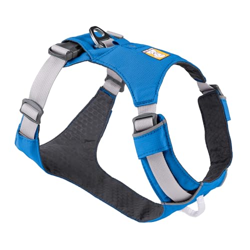 RUFFWEAR Hi & Light Dog Harness, No Pull Harness for Dogs Small, Medium Large & XL. Fully Adjustable Lightweight Harnesses with Aluminium Lead Attachment Portal & ID Bag, Blue Dusk (XS, 43-56cm) von RUFFWEAR