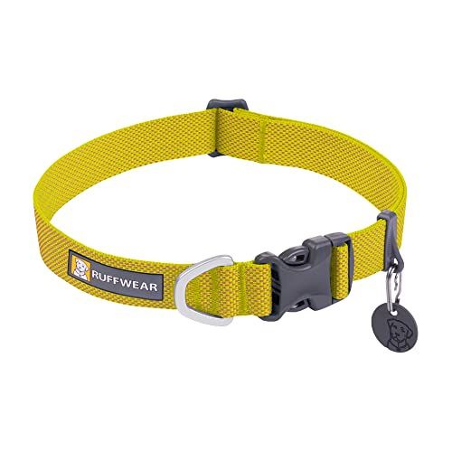 RUFFWEAR Hundehalsband Hi & Light, ultrastark und leicht, Starkes Tubelok-Gewebe, Aluminium-Leinenbefestigungsring und Schnalle, stilvolles Halsband, Lichen Green (M, 36-51cm) von RUFFWEAR